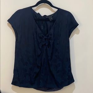 Marc By Marc Jacobs Navy Heart And Bow Silk Top